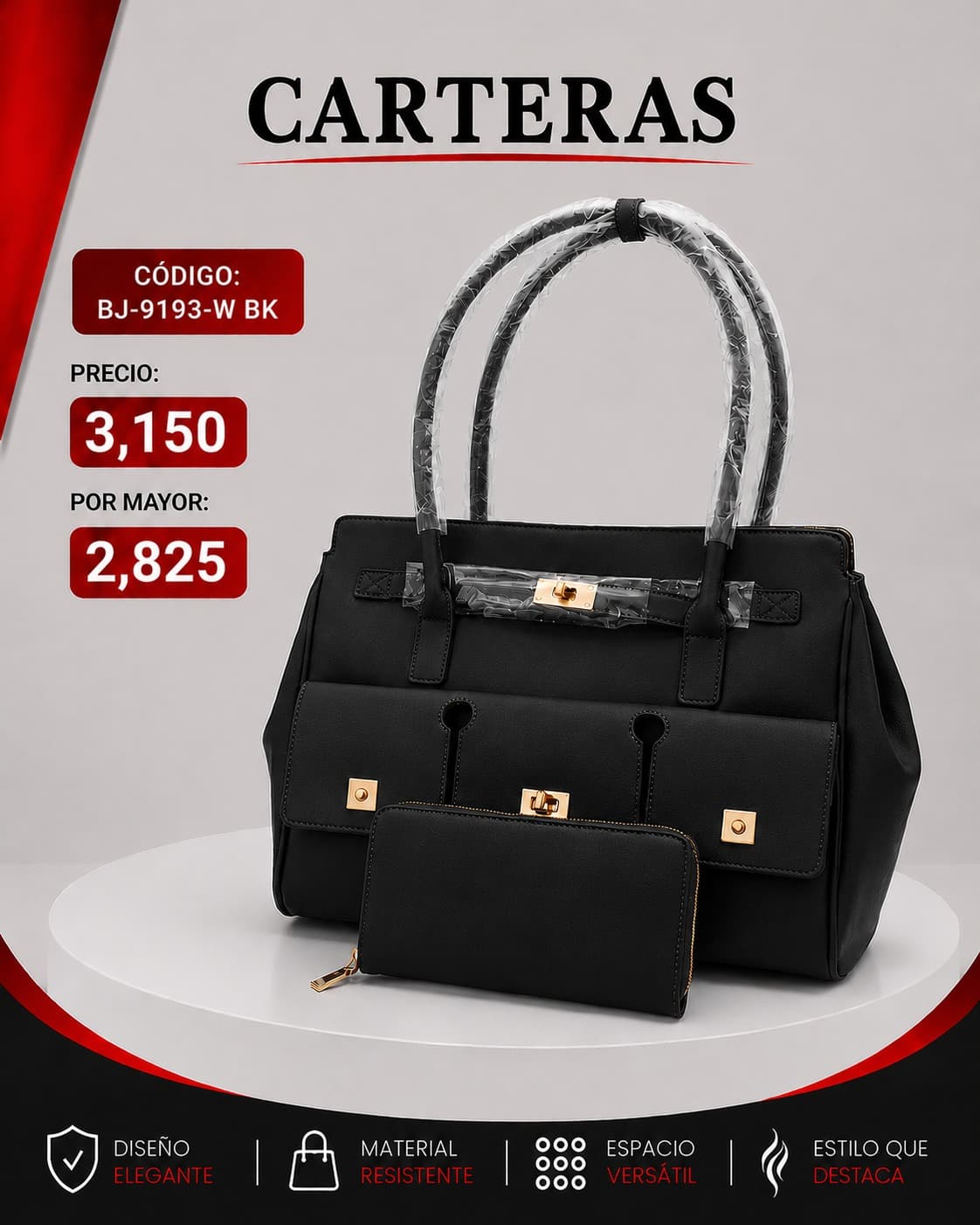 Cartera Negra BJ-9193-BK
