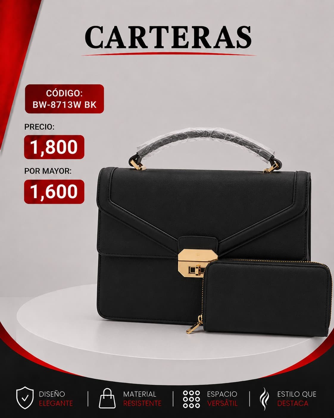 Cartera Negra BW-8713BK