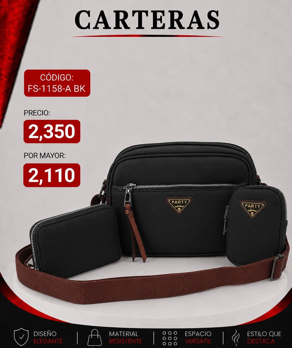 Cartera Negra FS-1158-BK