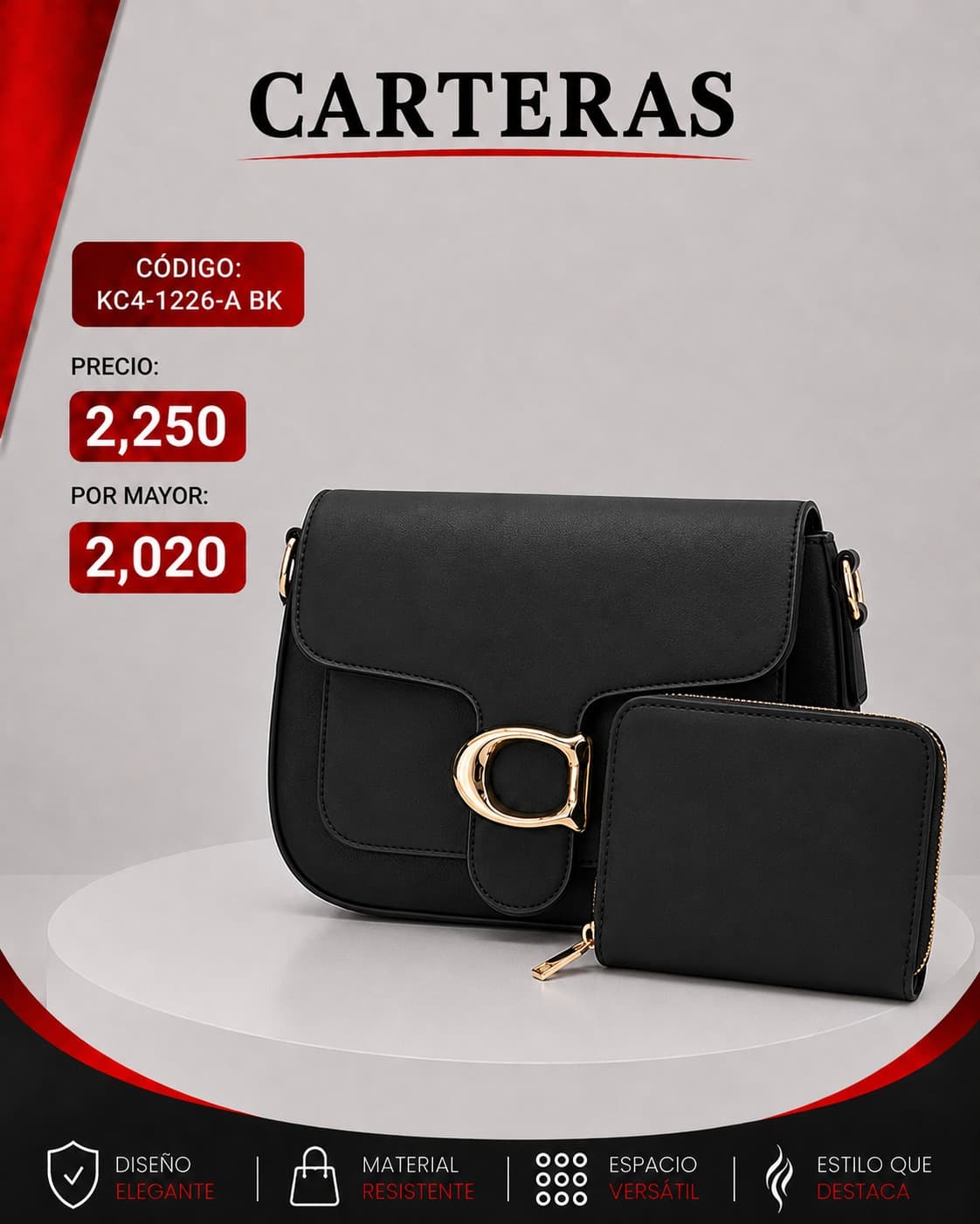 Cartera Negra KC4-1326-BK