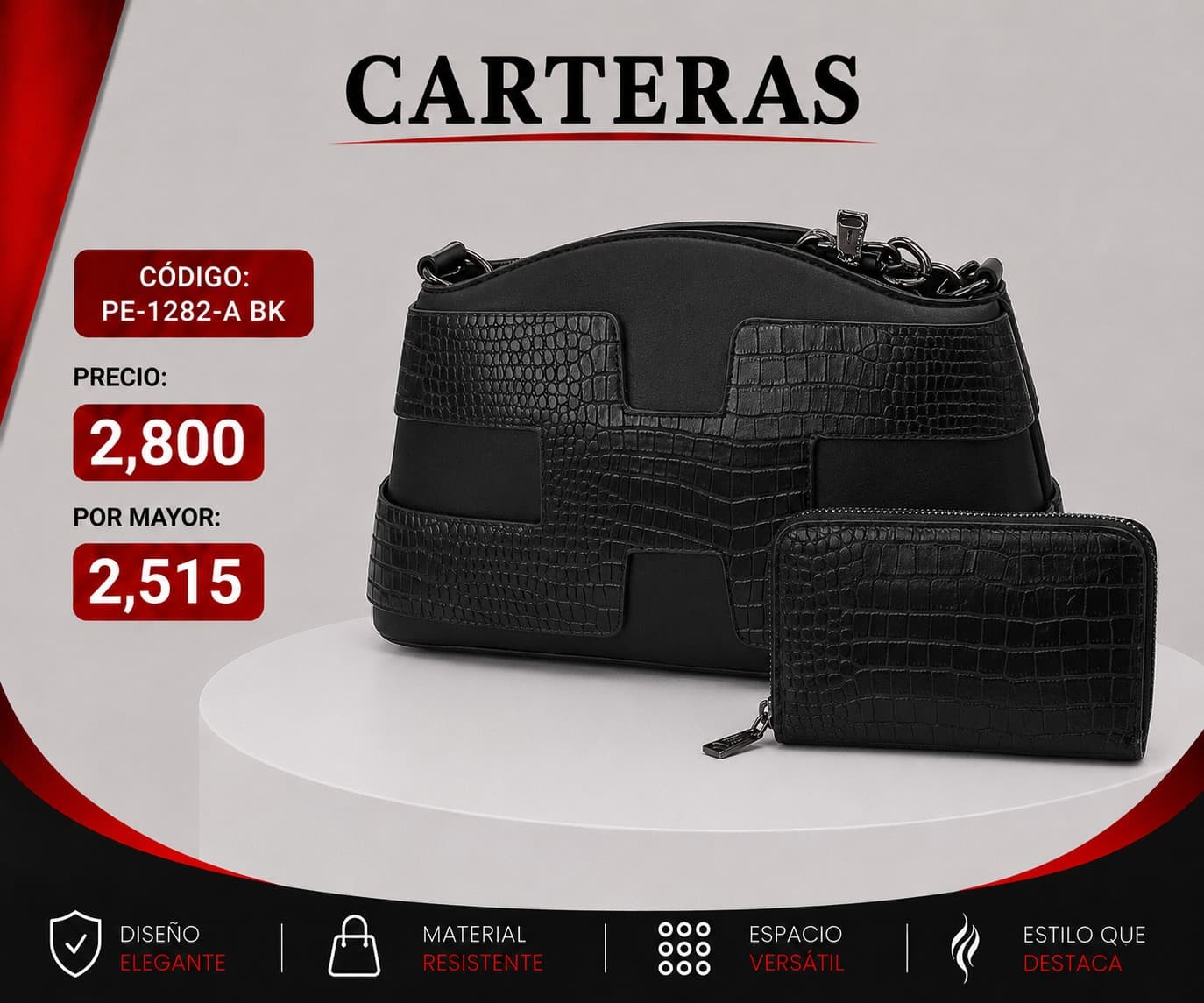 Cartera Negra PE-1282-BK