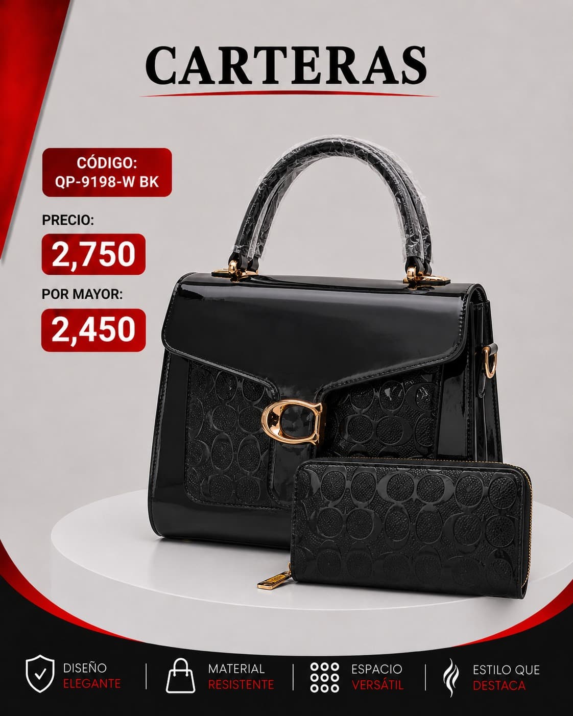 Cartera Negra QP-9198-BK