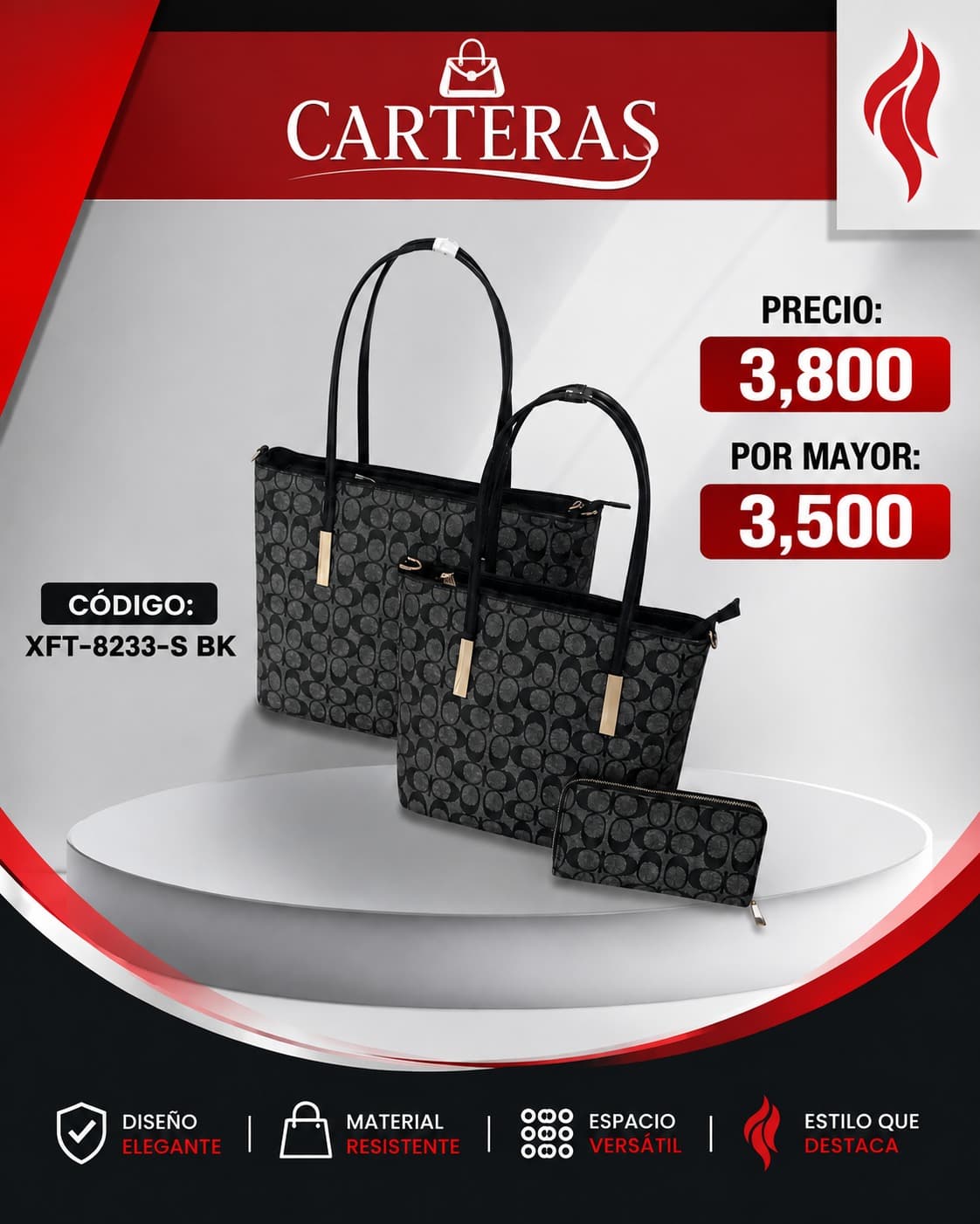 Cartera Negra XFT-8233-BK