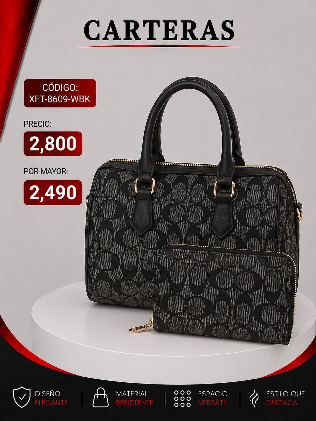 Cartera Negra XFT-8609-BK