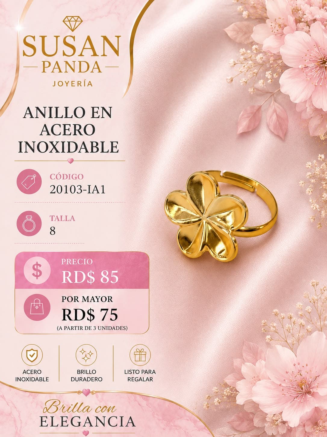 Anillo en Acero Inoxidable Talla 8
