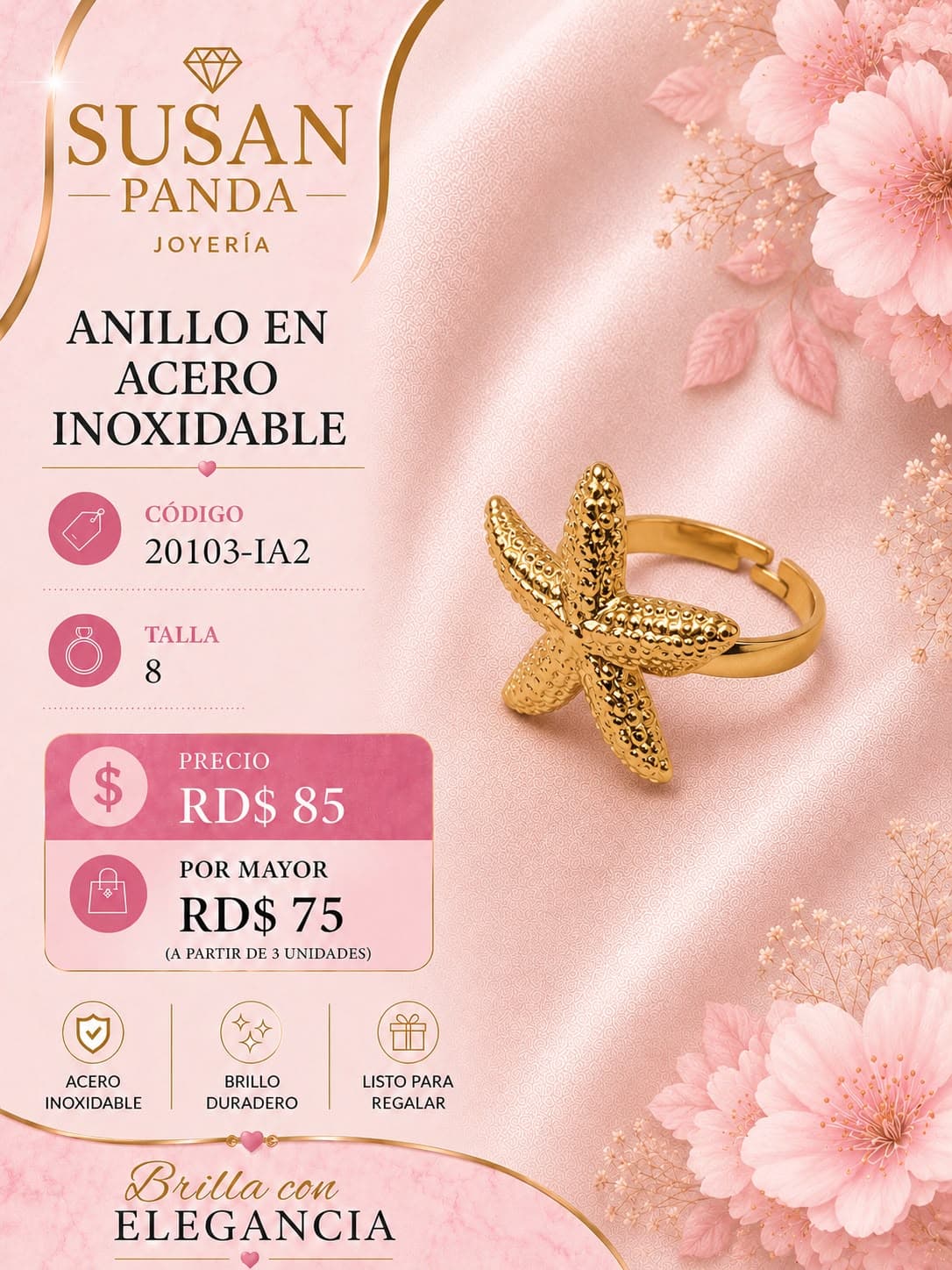 Anillo en Acero Inoxidable Talla 8