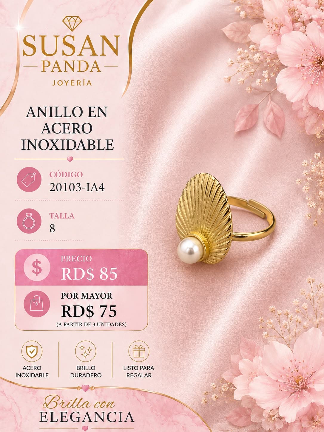 Anillo en Acero Inoxidable Talla 8