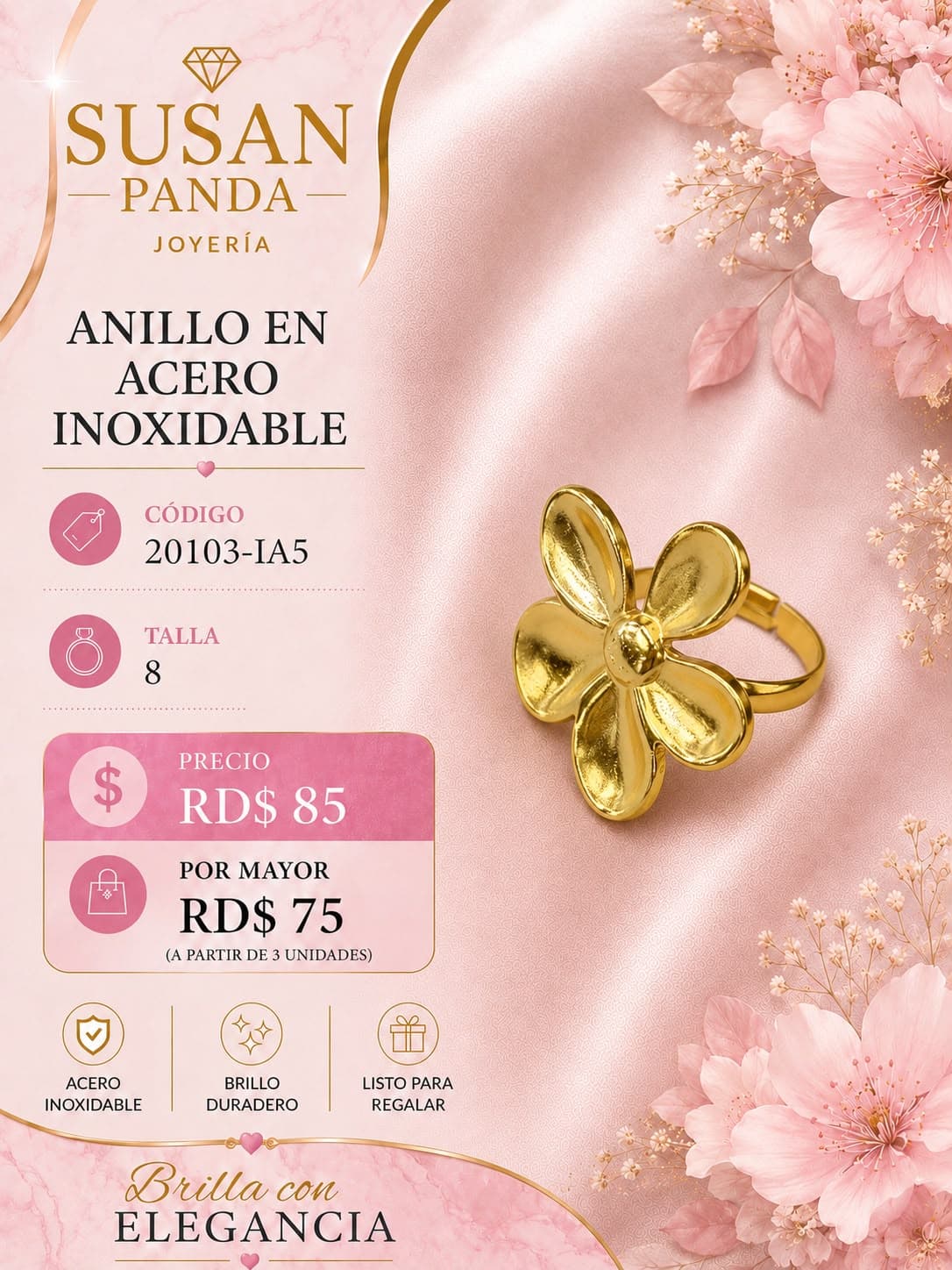 Anillo en Acero Inoxidable Talla 8