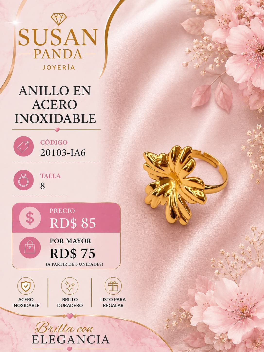 Anillo en Acero Inoxidable Talla 8
