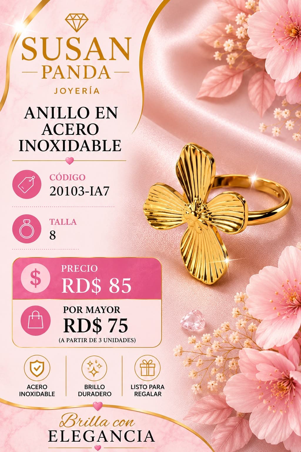 Anillo en Acero Inoxidable Talla 8
