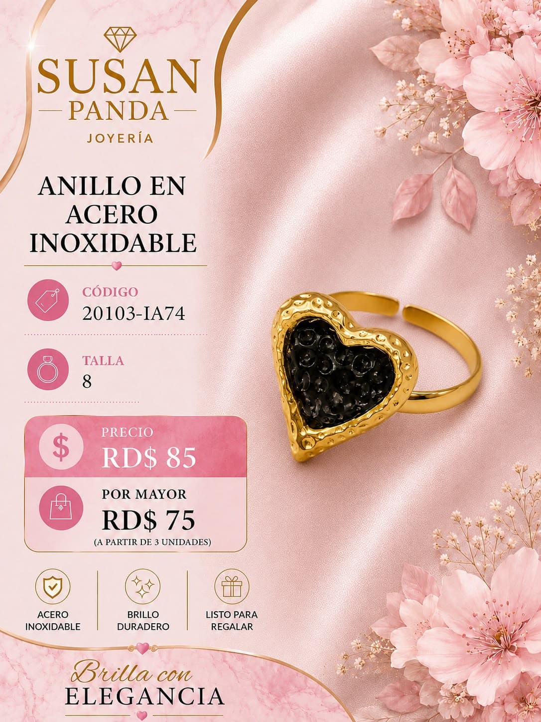 Anillo en Acero Inoxidable Talla 8