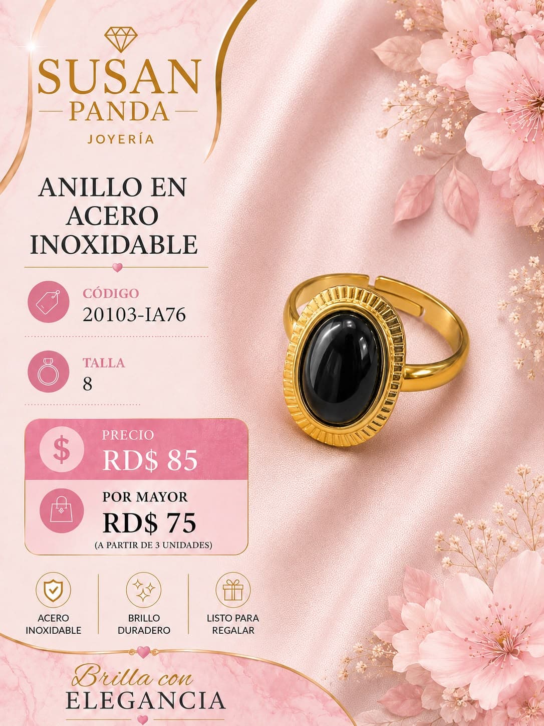 Anillo en Acero Inoxidabla Talla 8