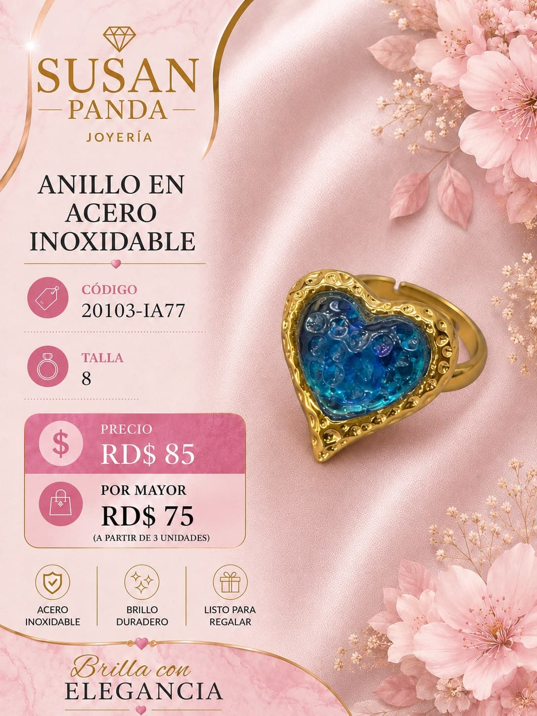 Anillo en Acero Inoxidable Talla 8