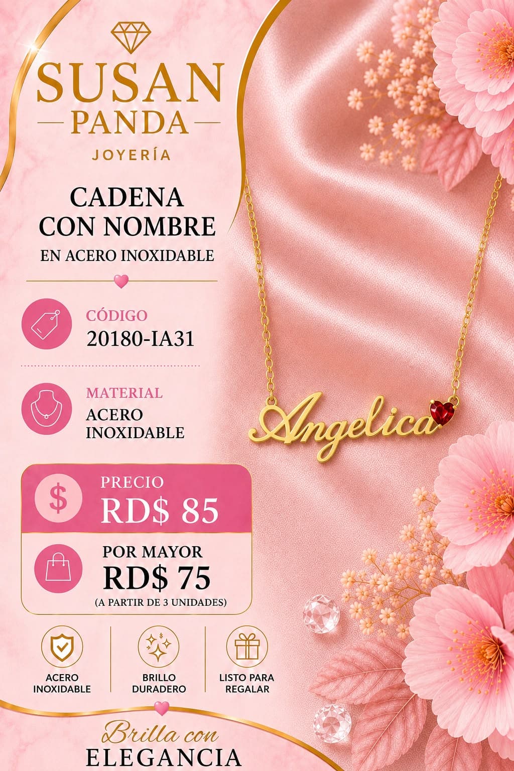 Cadena con Nombre Acero