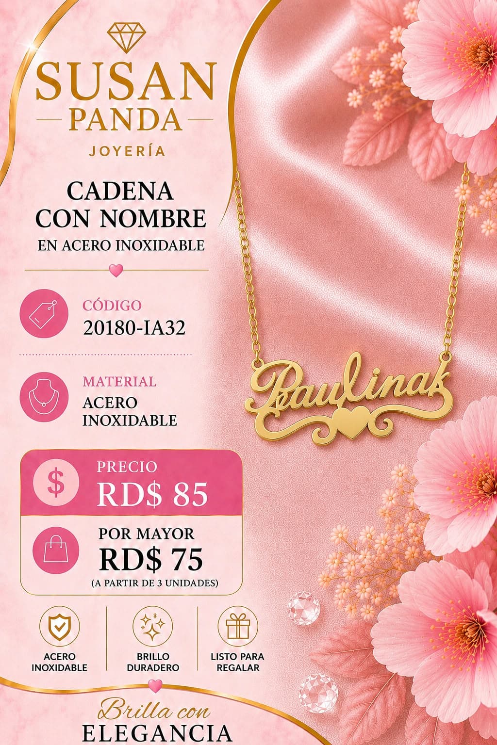 Cadena con Nombre Acero