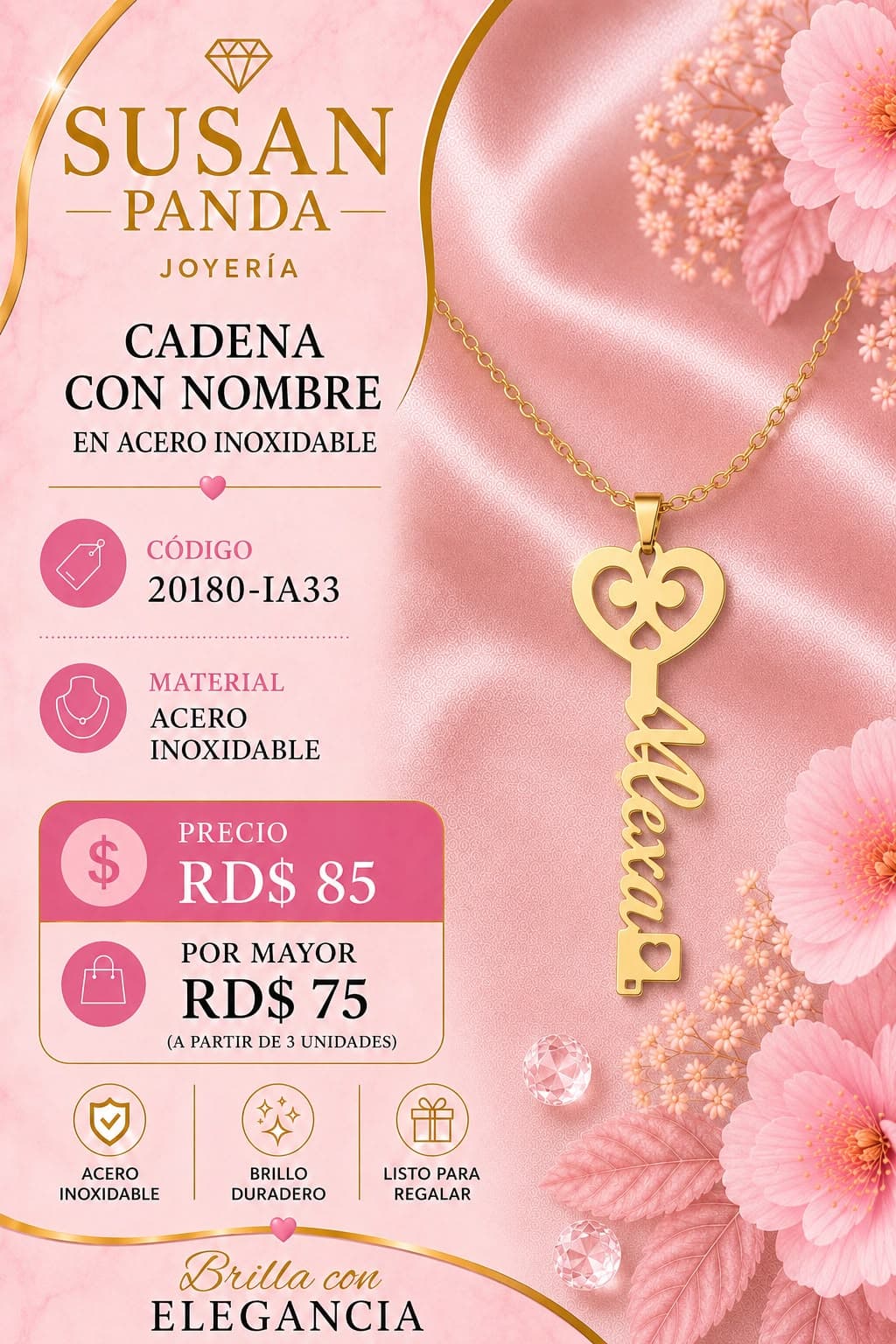 Cadena con Nombre Acero