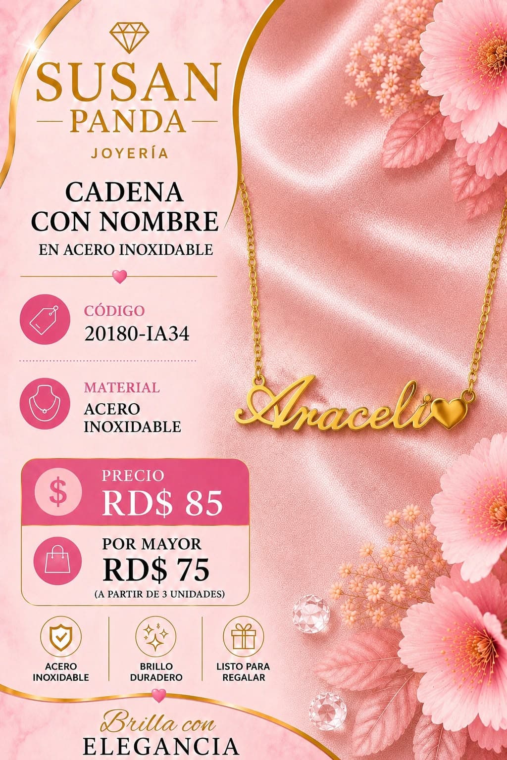Cadena con Nombre Acero