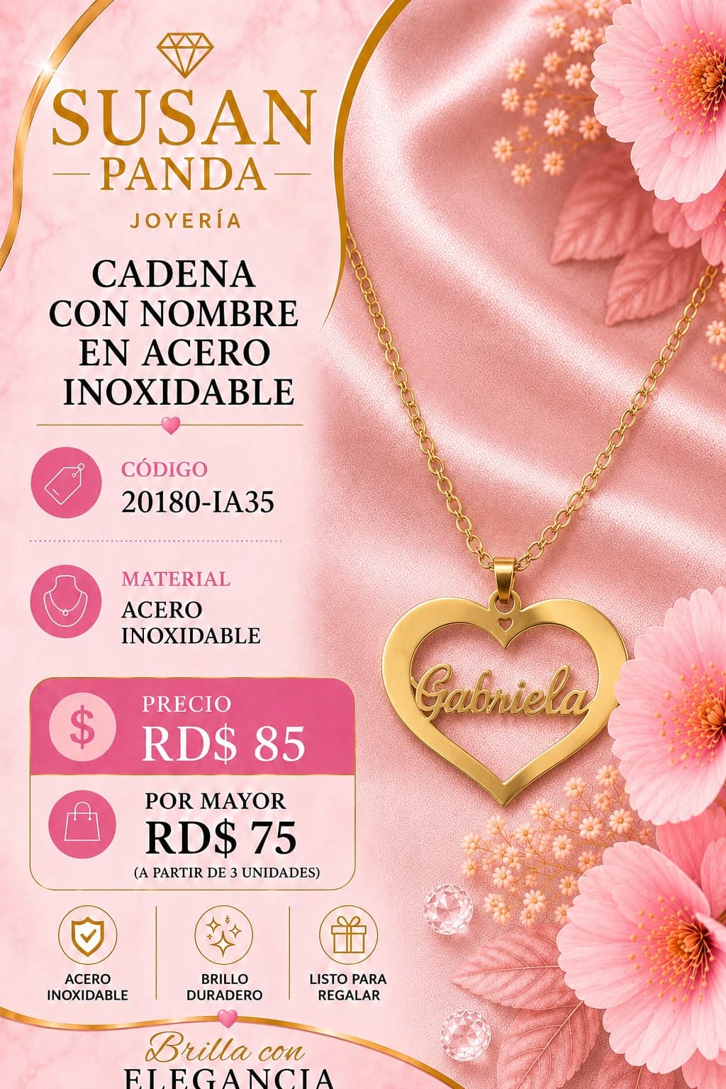 Cadena con Nombre Acero