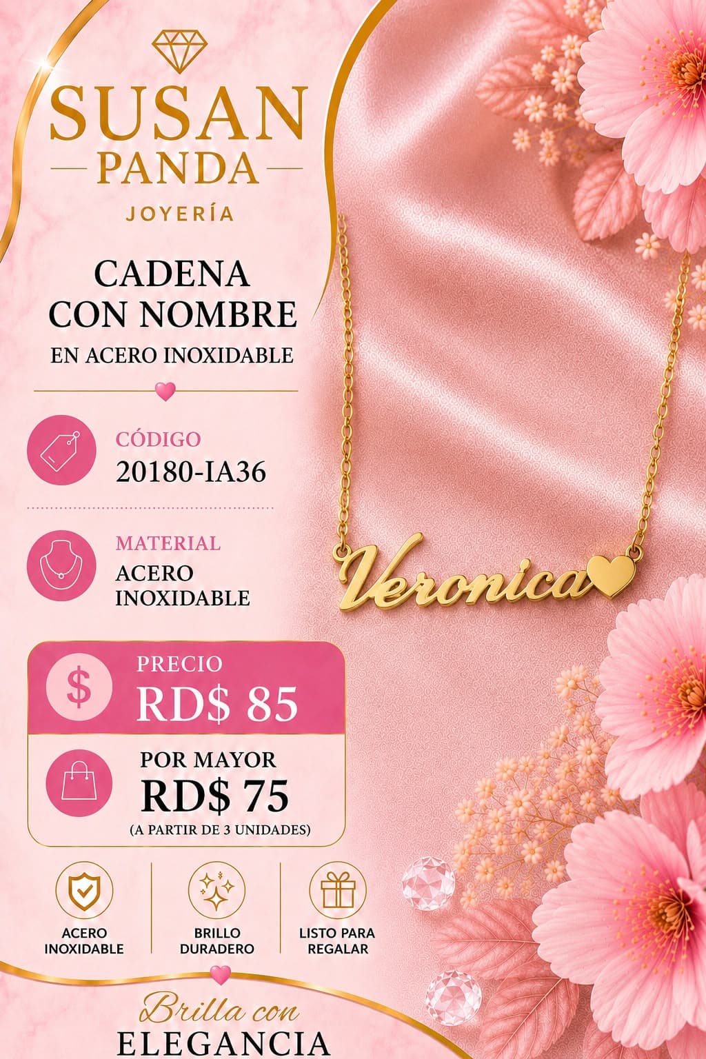 Cadena con Nombre Acero