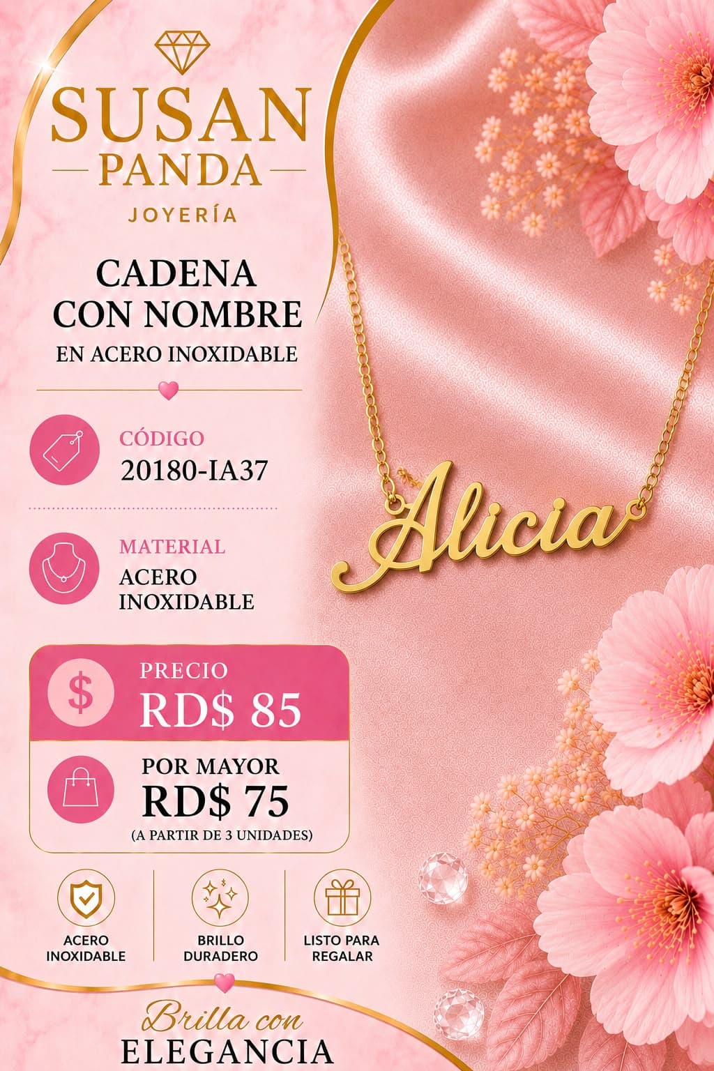 Cadena con Nombre en Acero