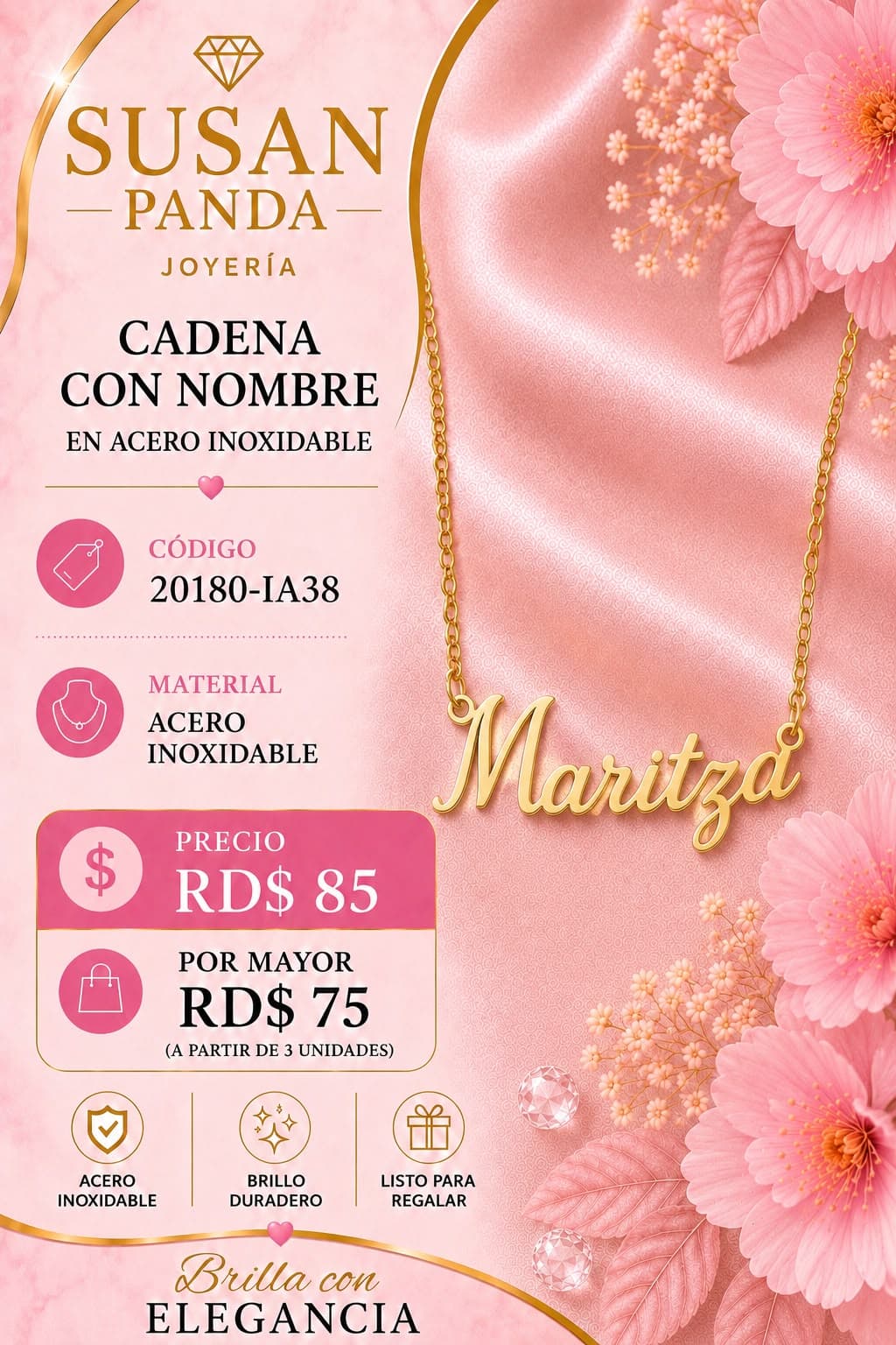 Cadena con Nombre en Acero