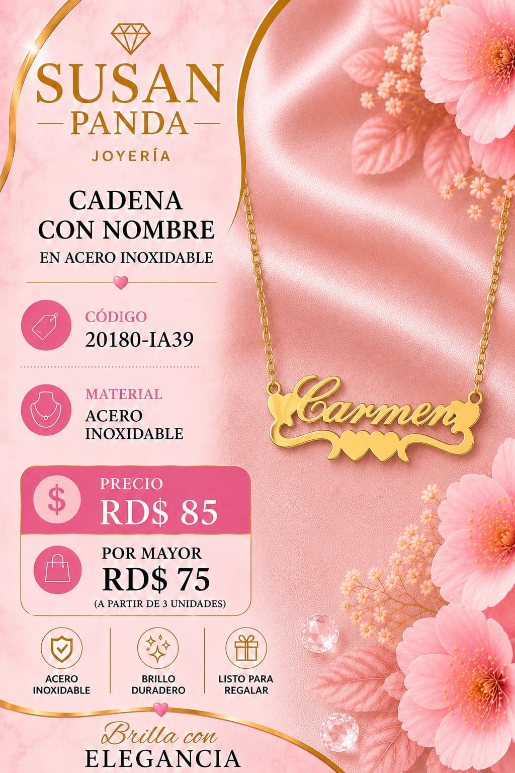 Cadena con Nombre en Acero