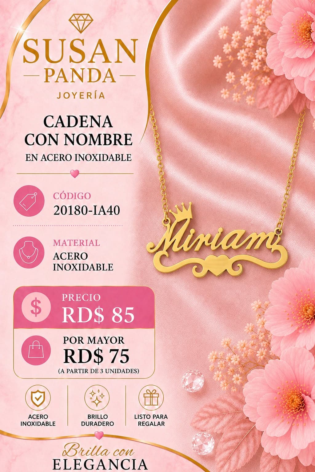 Cadena con Nombre en Acero