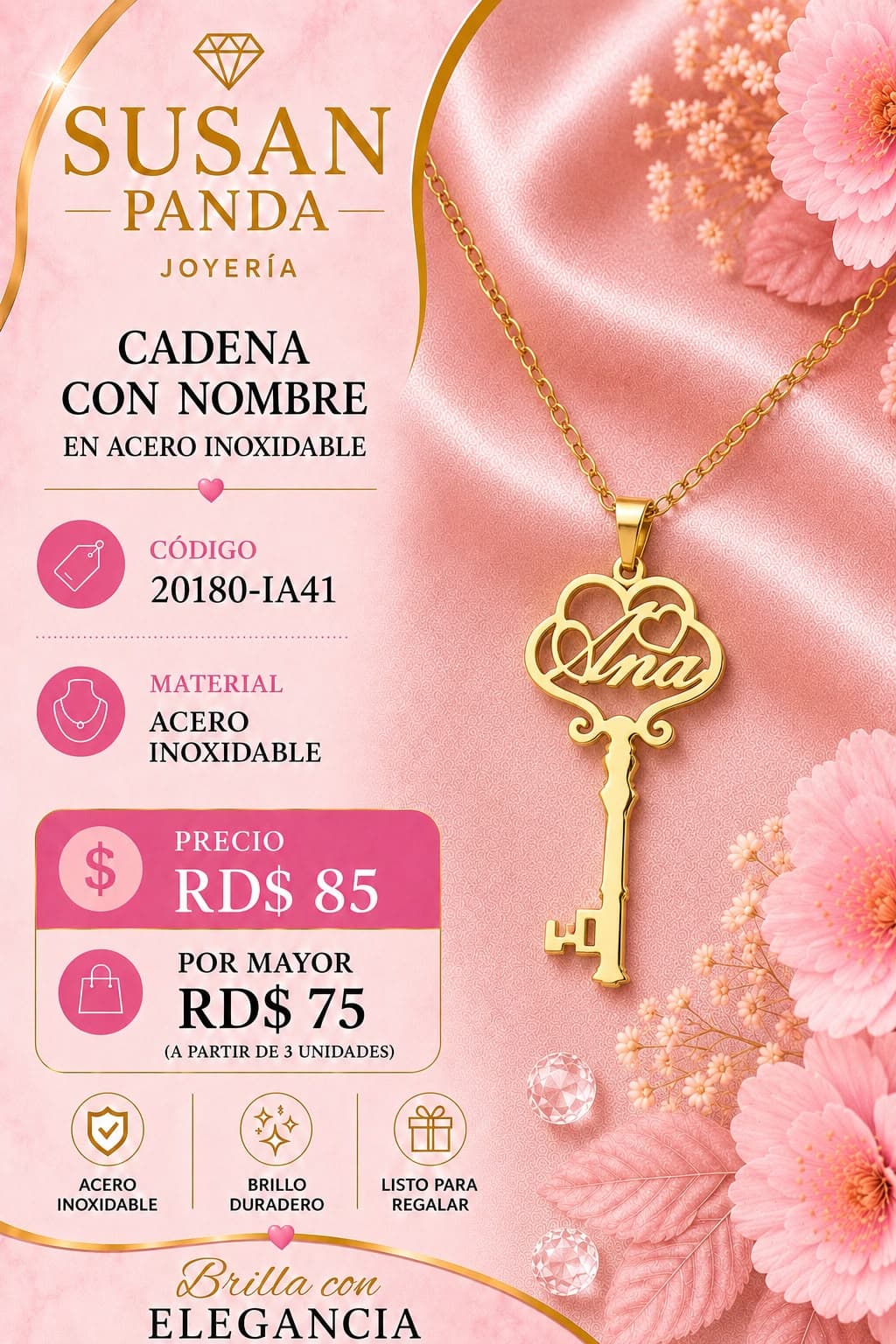 Cadena con Nombre en Acero