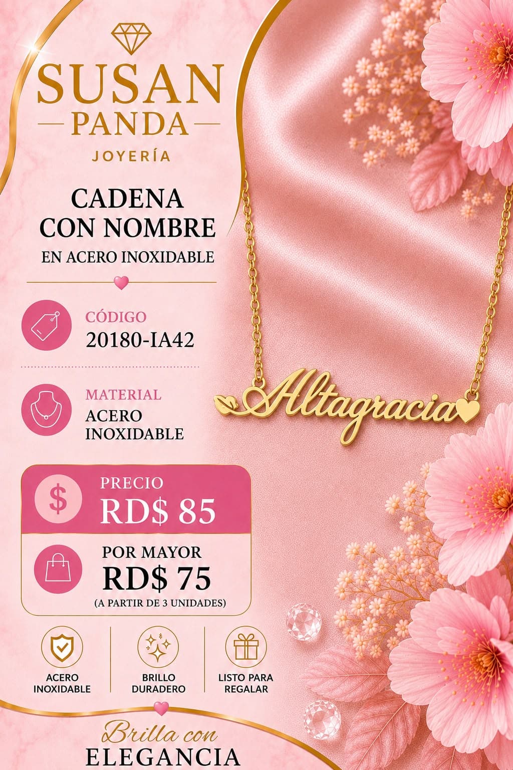 Cadena con Nombre en Acero