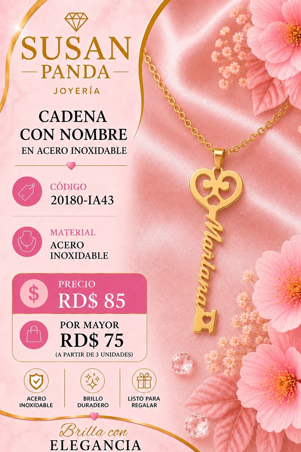 Cadena con Nombre en Acero