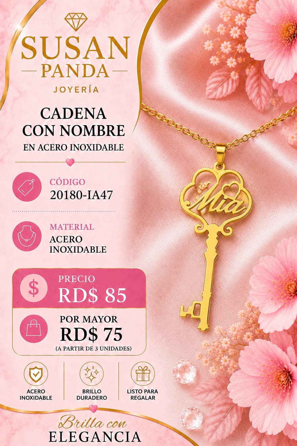 Cadena con Nombre en Acero