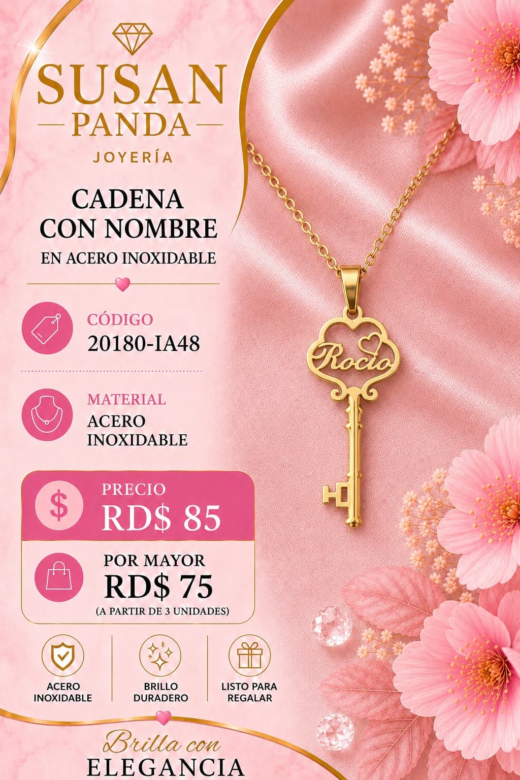 Cadena con Nombre en Acero