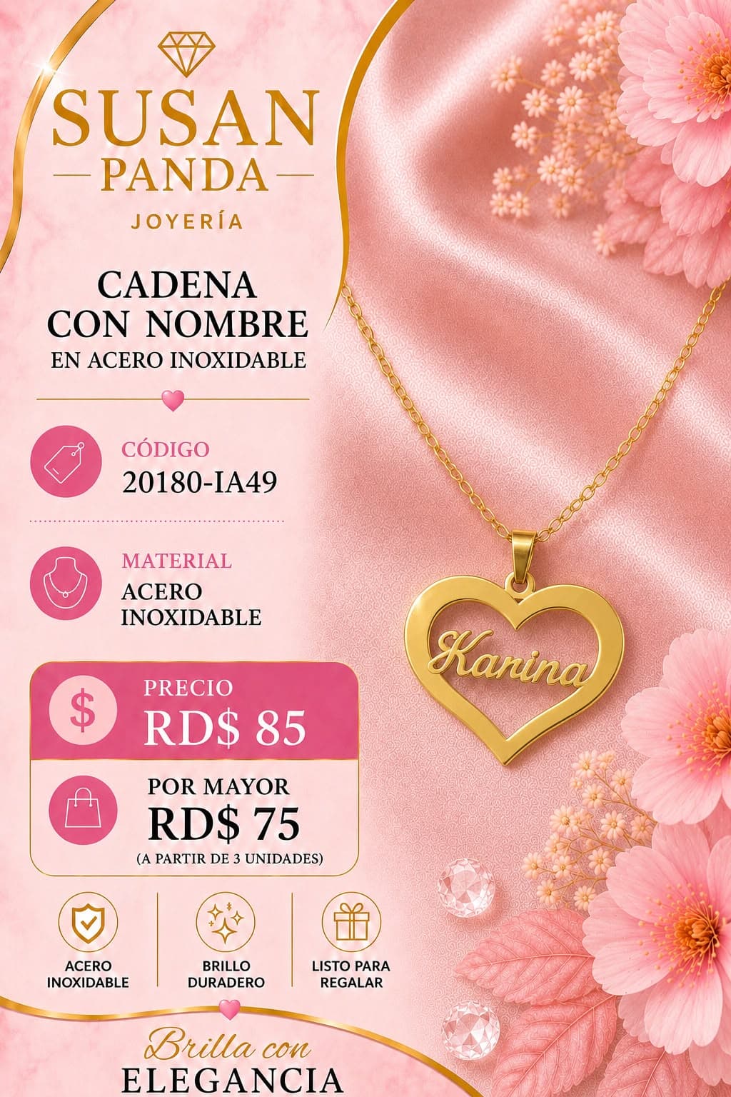 Cadena con Nombre en Acero