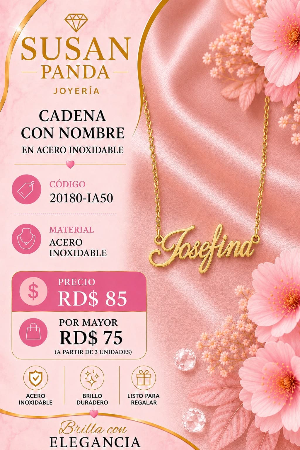 Cadena con Nombre en Acero