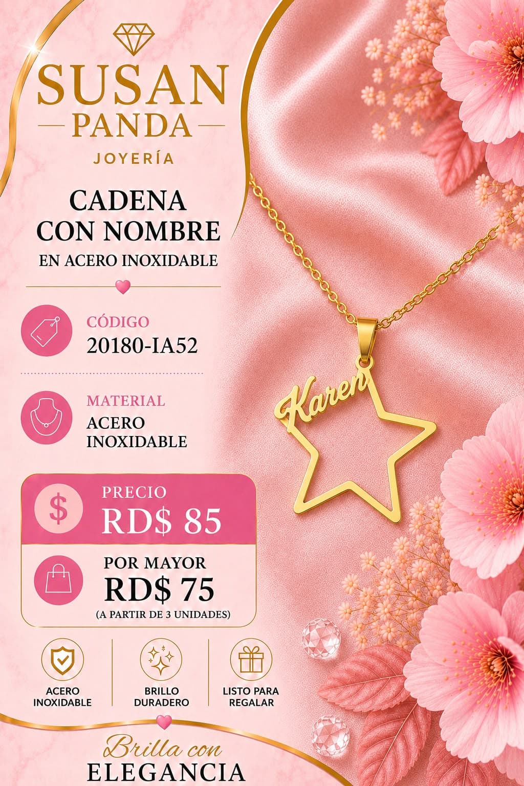 Cadena con Nombre en Acero