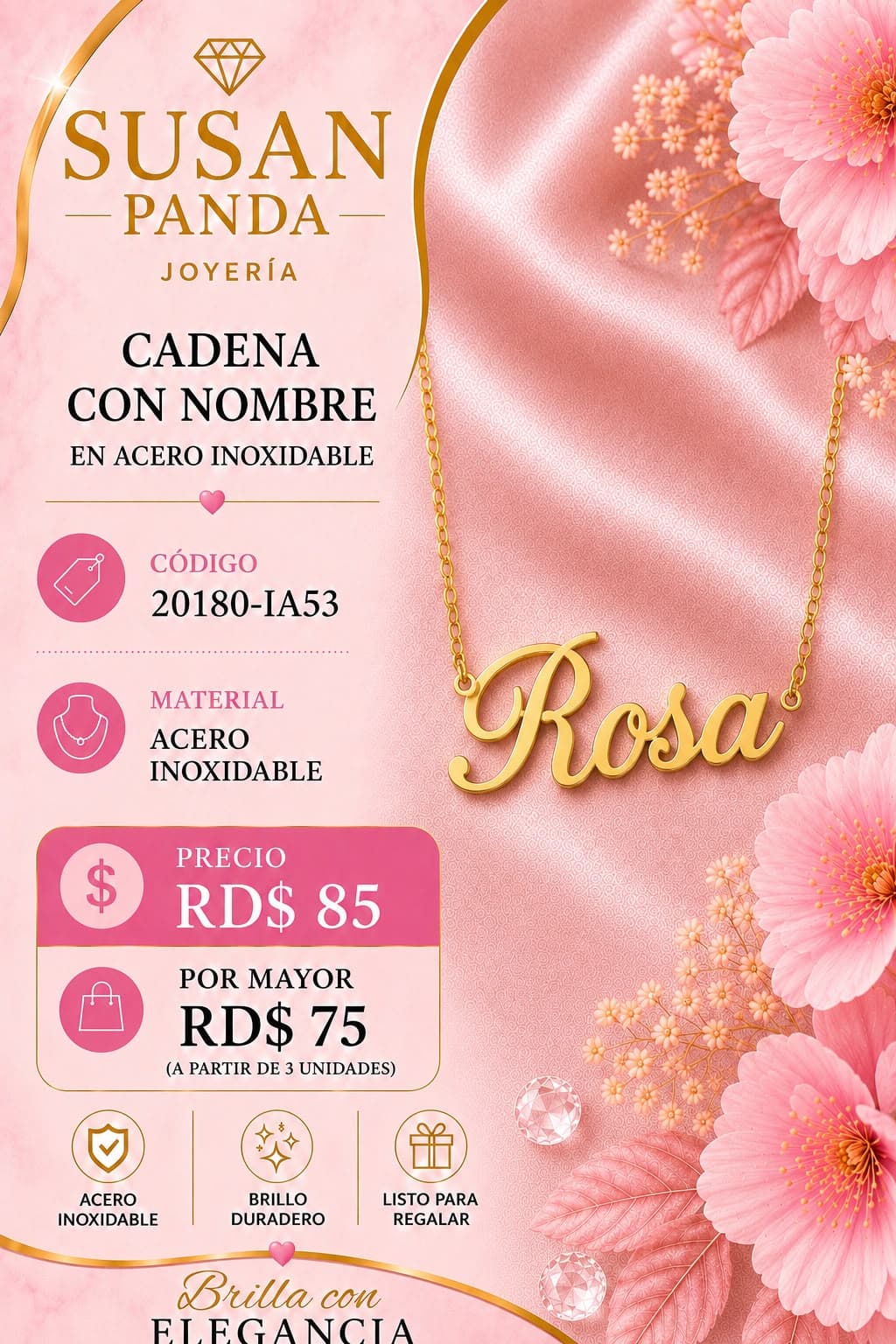 Cadena con Nombre en Acero