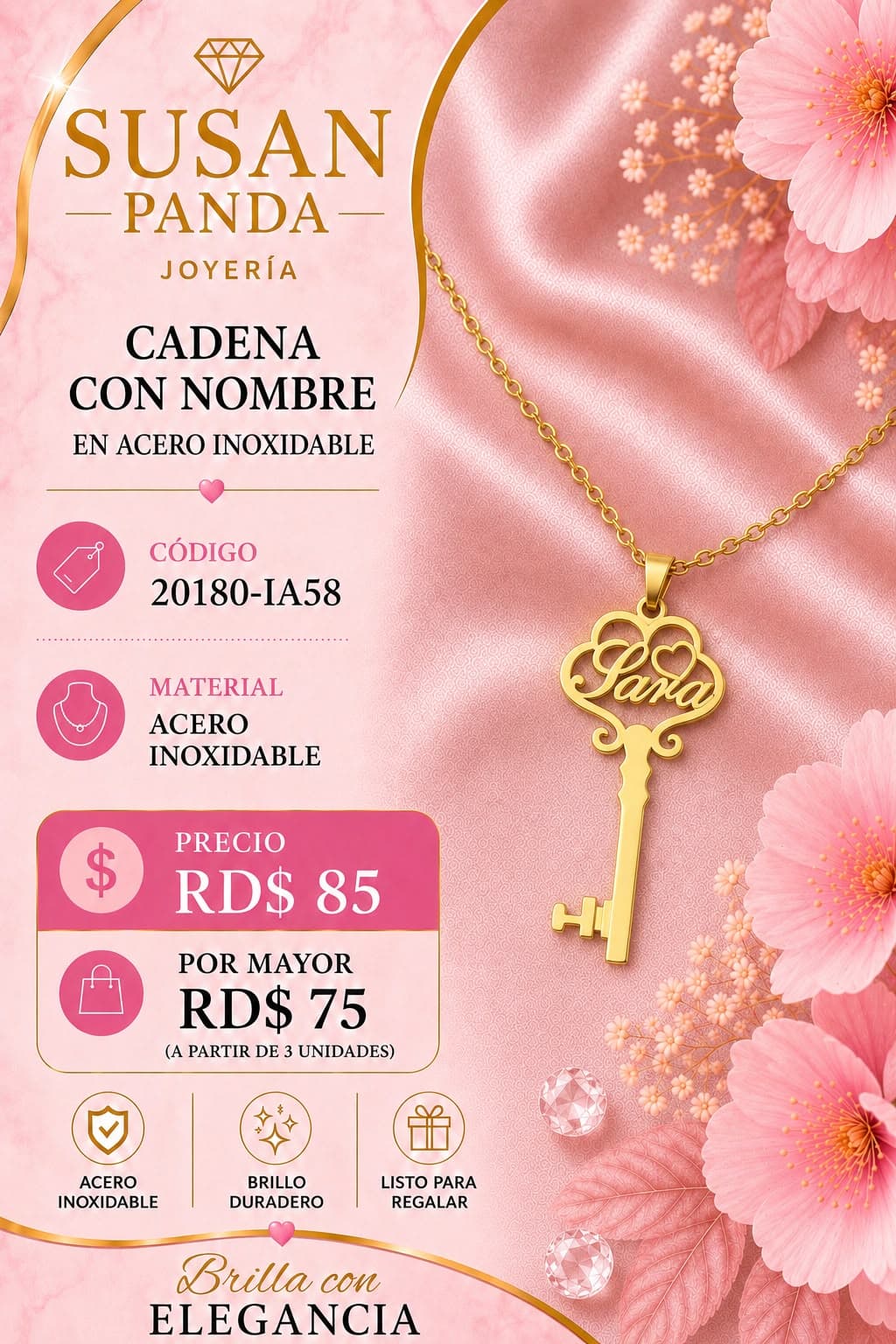 Cadena con Nombre en Acero