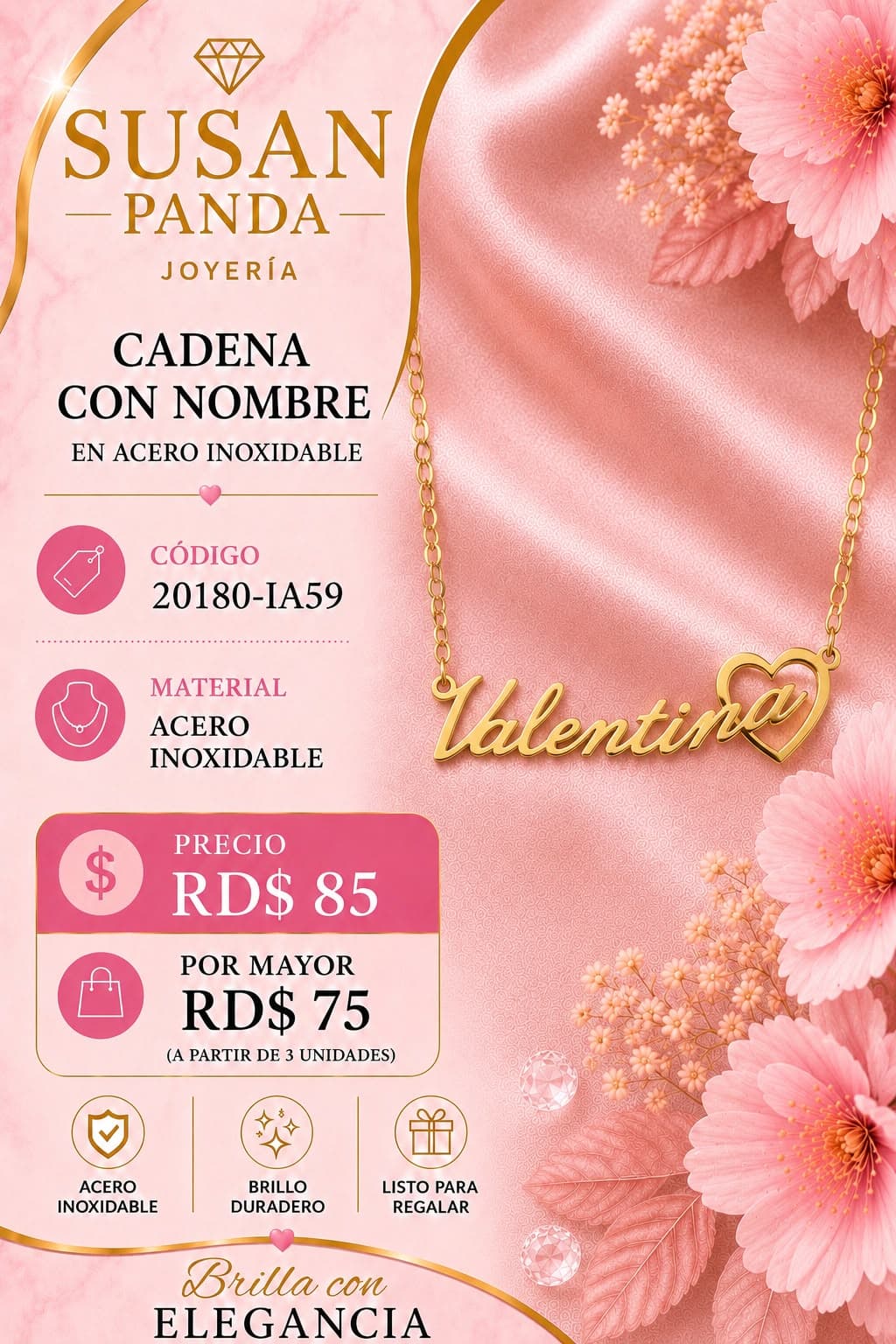 Cadena con Nombre en Acero
