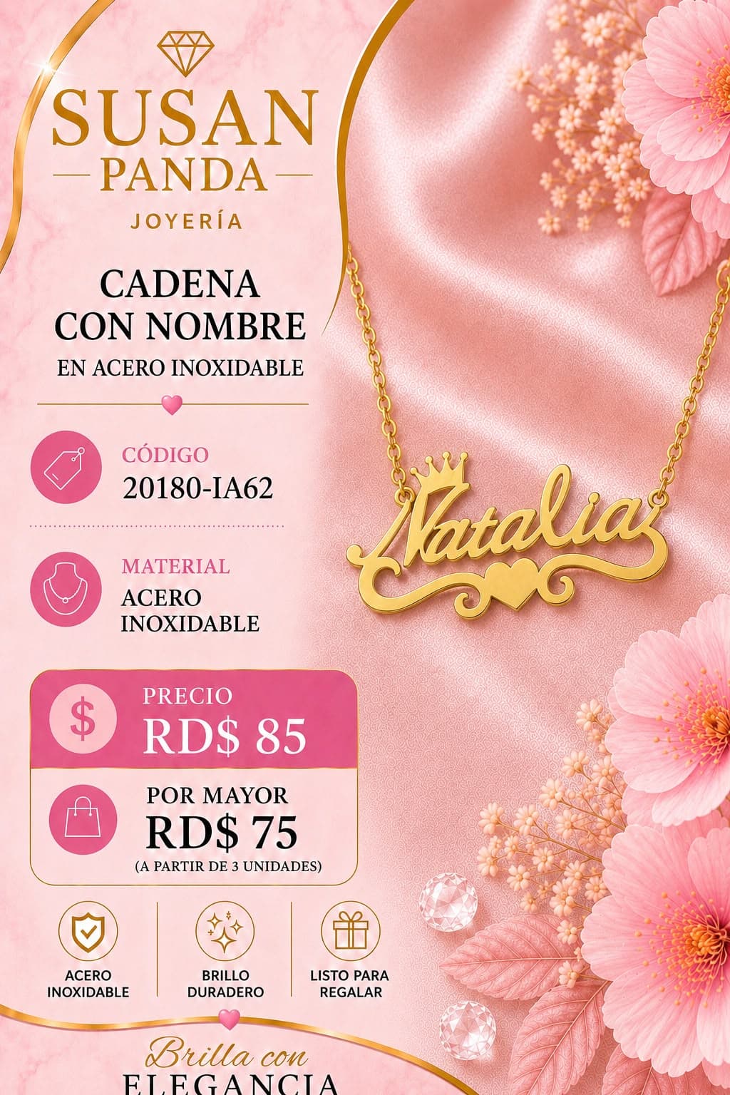 Cadena con Nombre en Acero