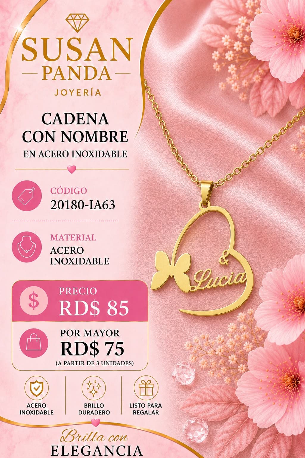 Cadena con Nombre en Acero