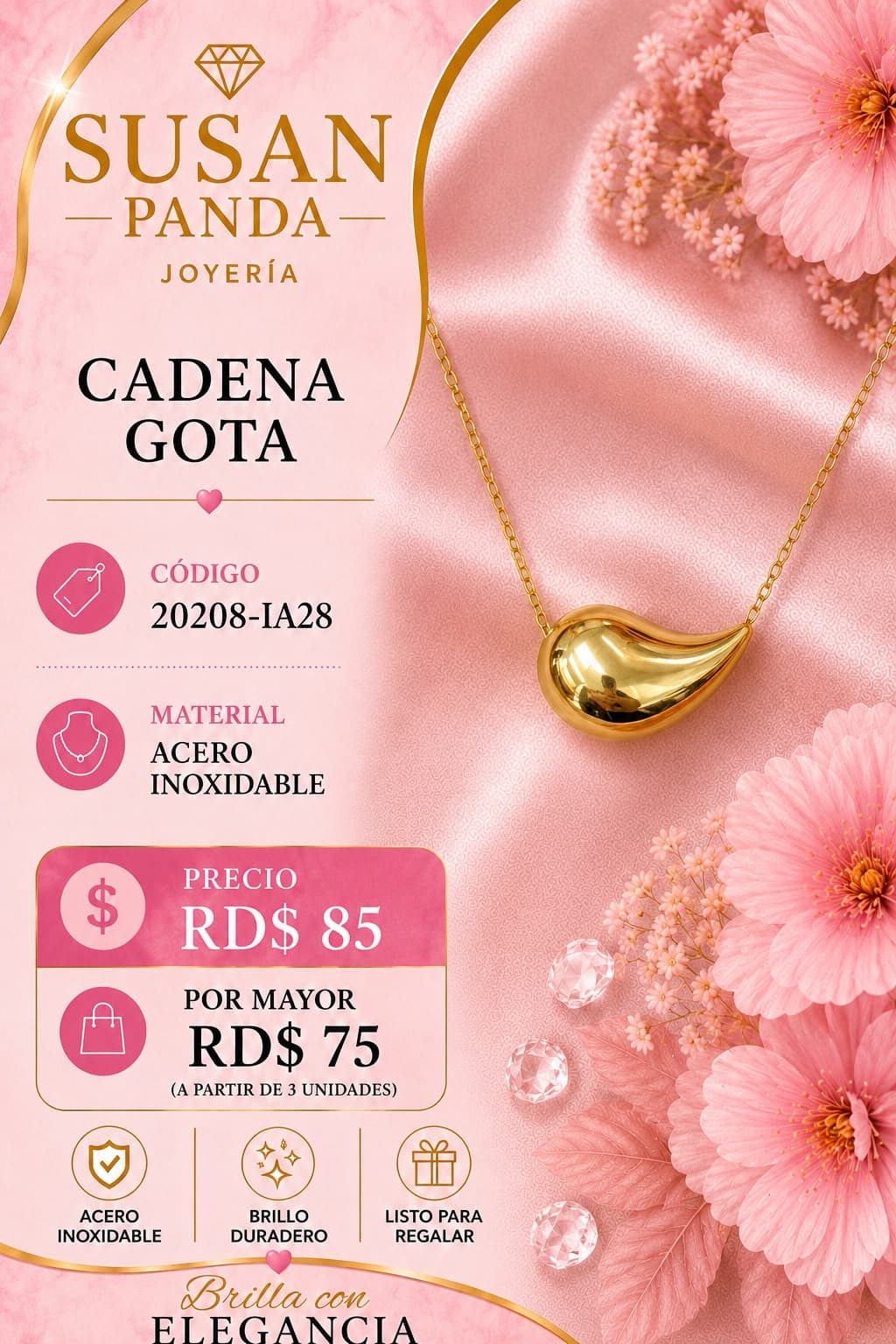 Cadena Gota en Acero
