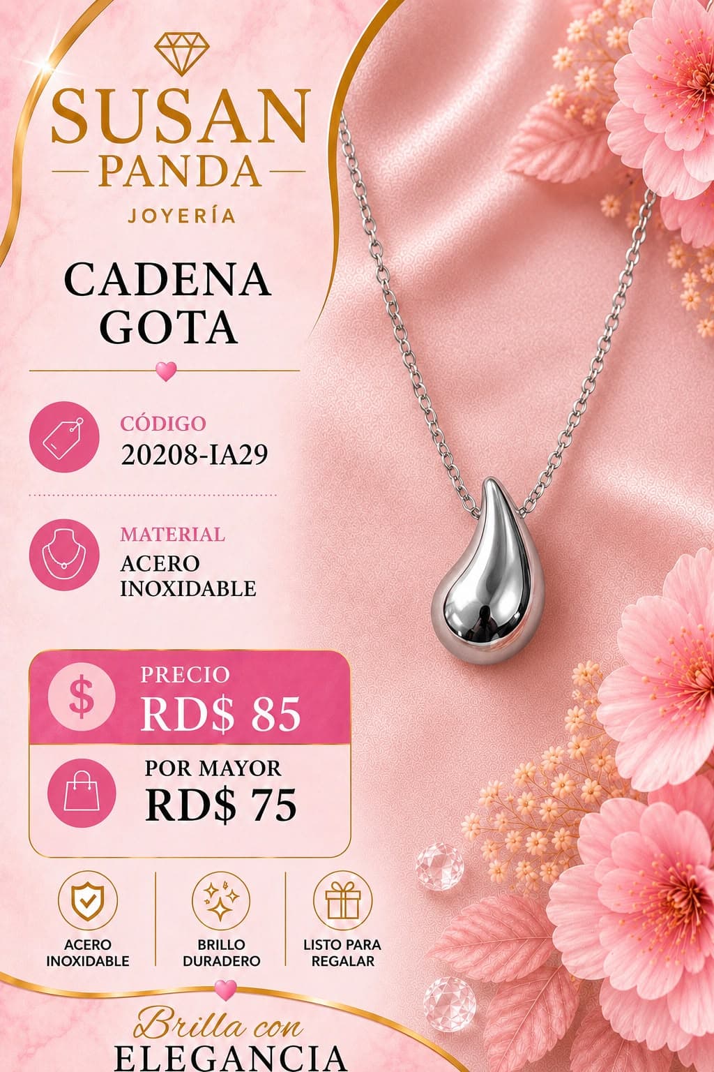Cadena Gota en Acero