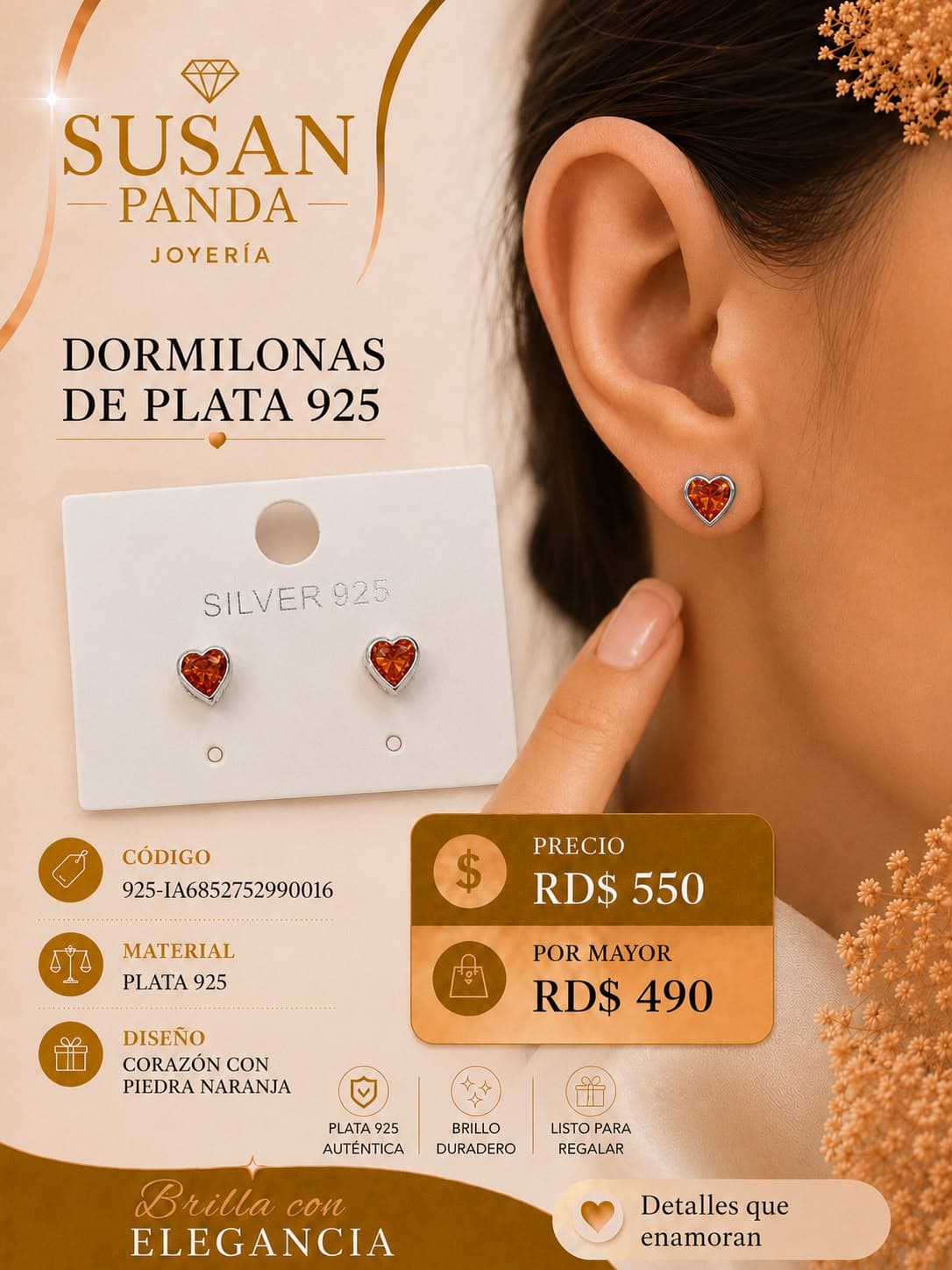 Dormilonas Corazon Rojo Plata 925 1.57