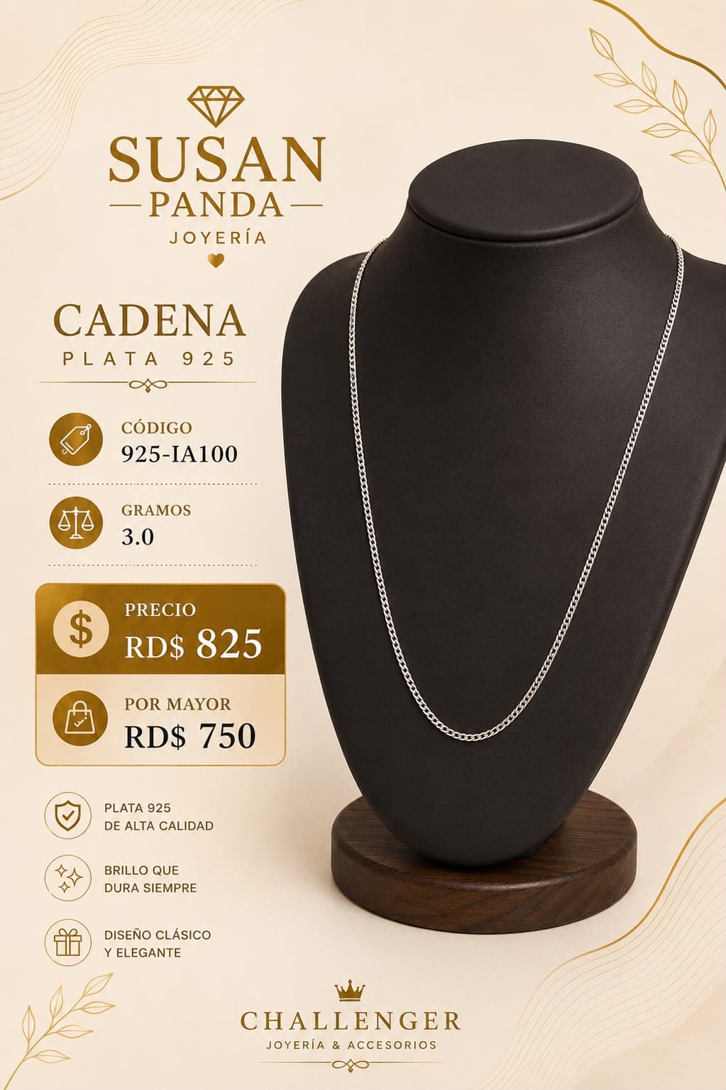 Cadena de Plata 925 Tejido Cubano