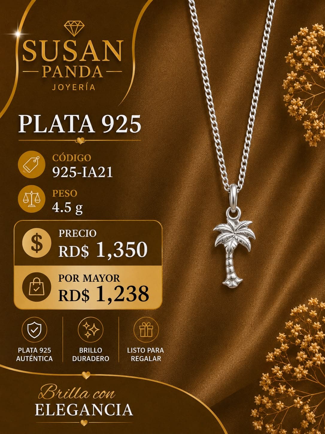 Cadena con Medalla de Palma de Coco
