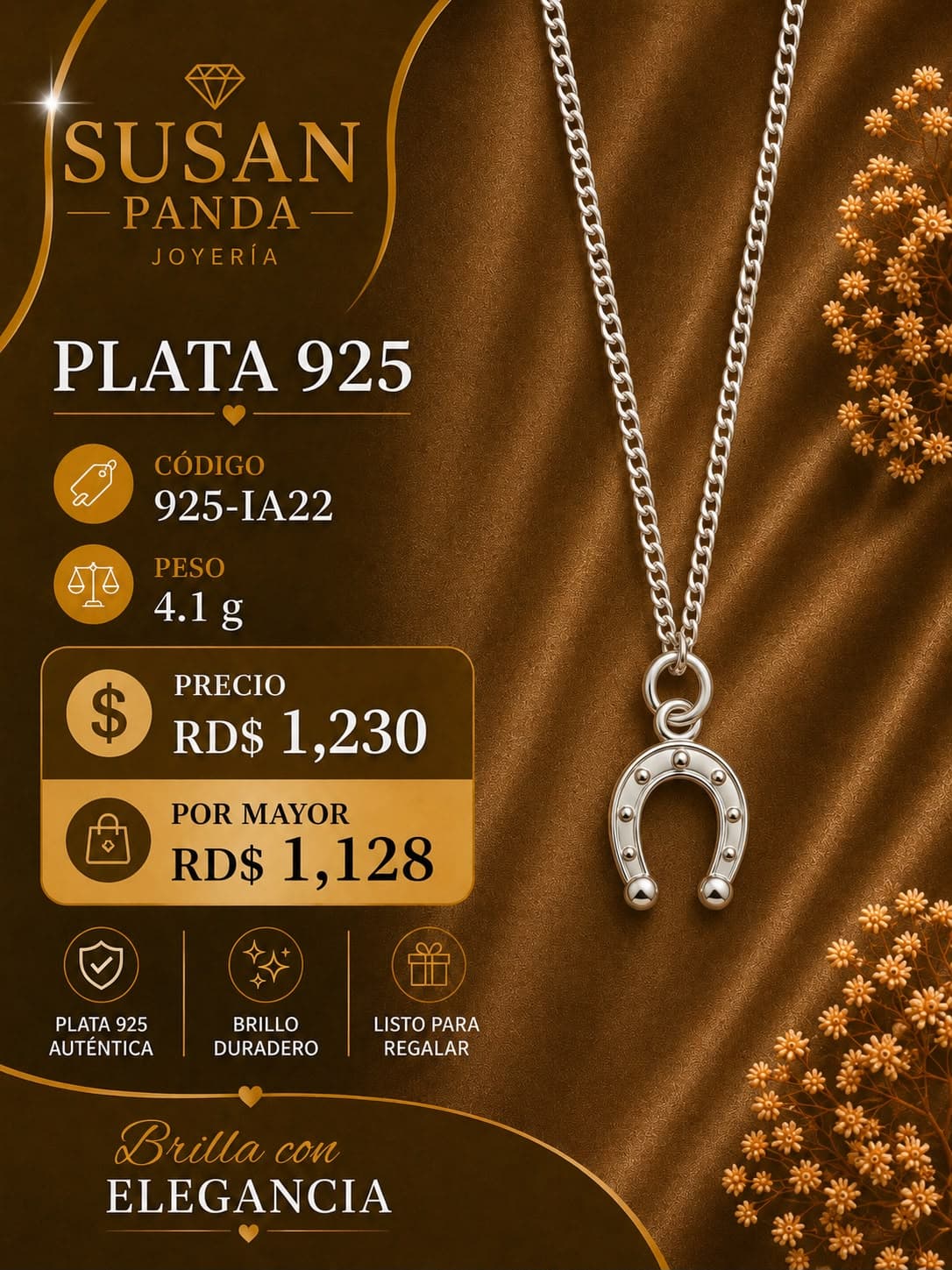 Cadena con Medalla de Base de Anillo de Caballo