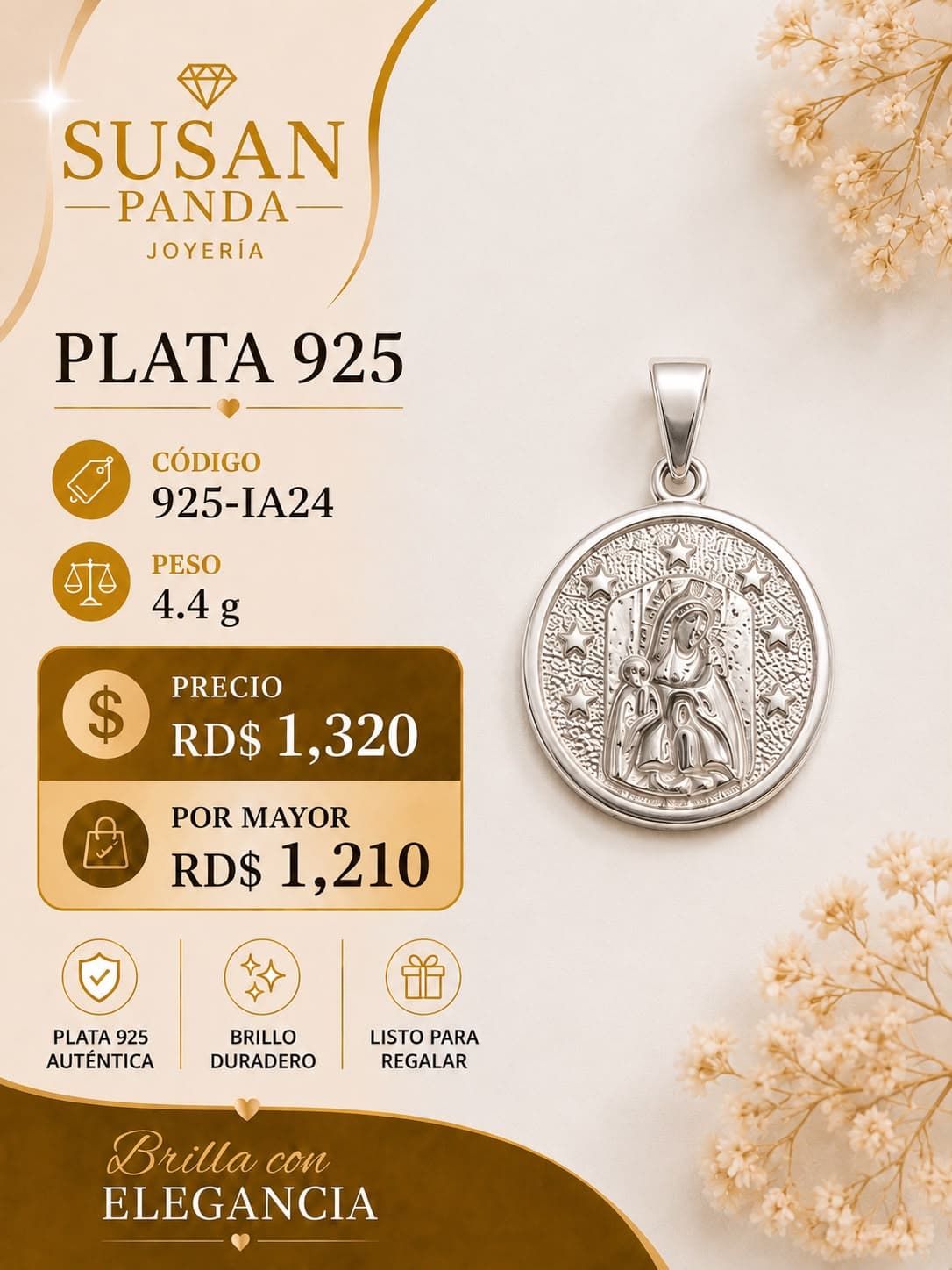 Medalla Redonda con la Virgen