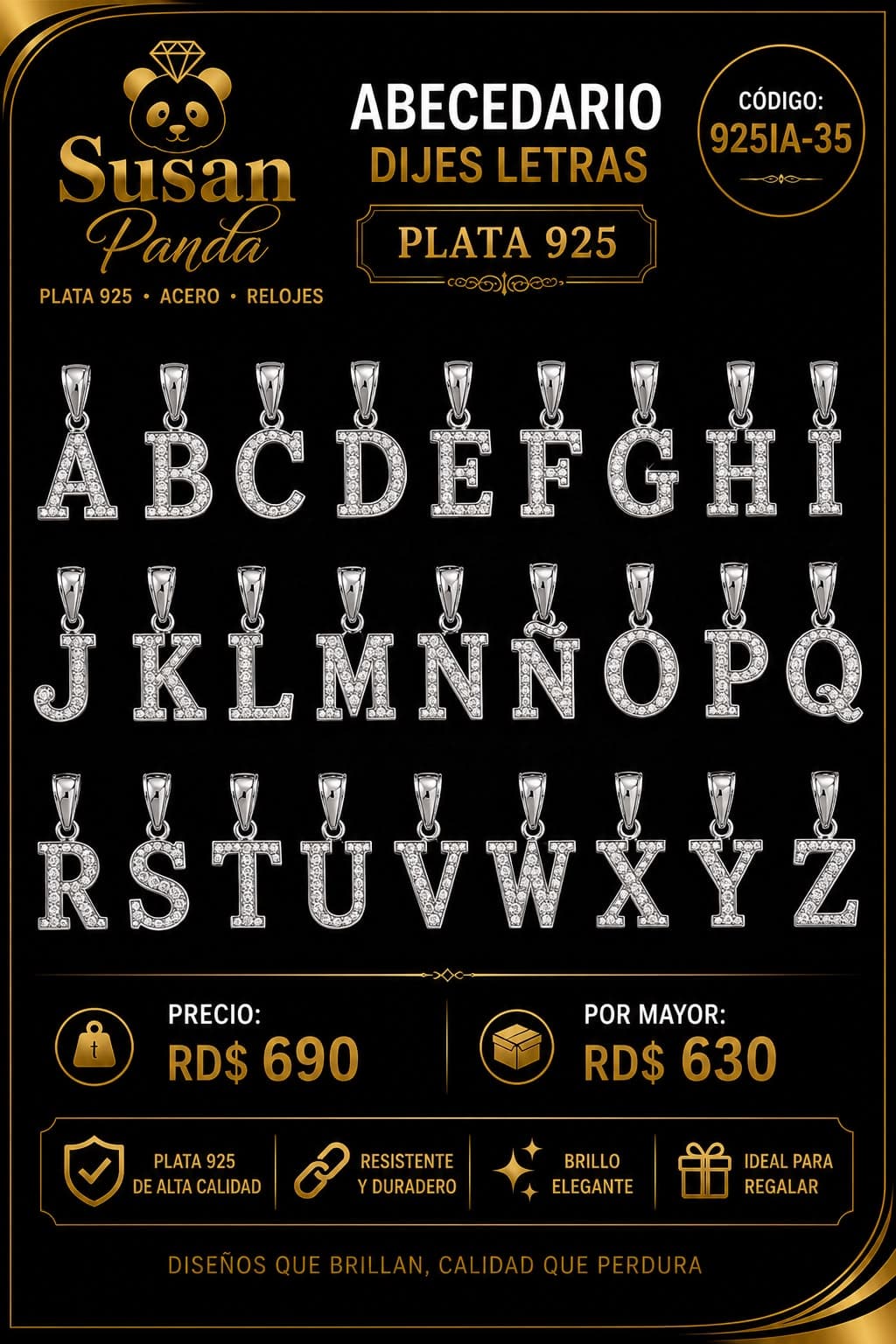 Medalla de Letra E Iniciales