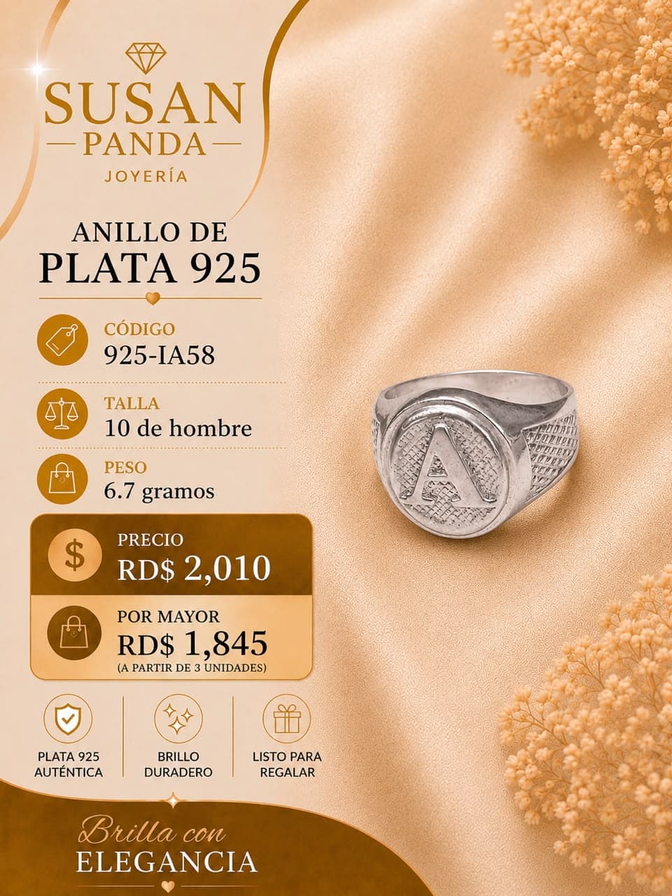 Anillo de Plata Talla 10