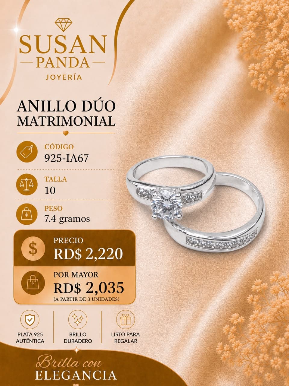 Anillo Duo Matrimonial Talla 10